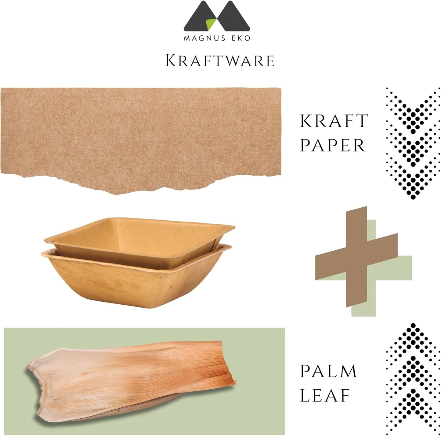 Palmkraft | 5" Square Dessert Bowl (50 Pcs), 10(oz) Disposable Sturdy Bowl Bamboo Like Party Pack, Compostable & Biodegradable Bowls for Desserts, Eco Friendly Alternative to Plastic