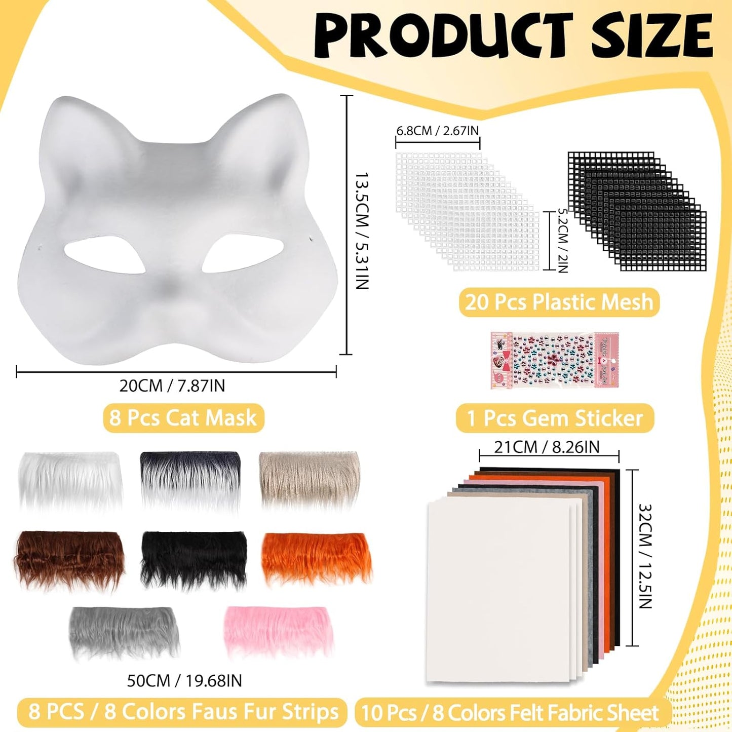 DIY Cat Masks Kit - Blank Therian Masks Set - DIY Animals Fox Mask for Halloween Carnival Masquerade Cosplay Party