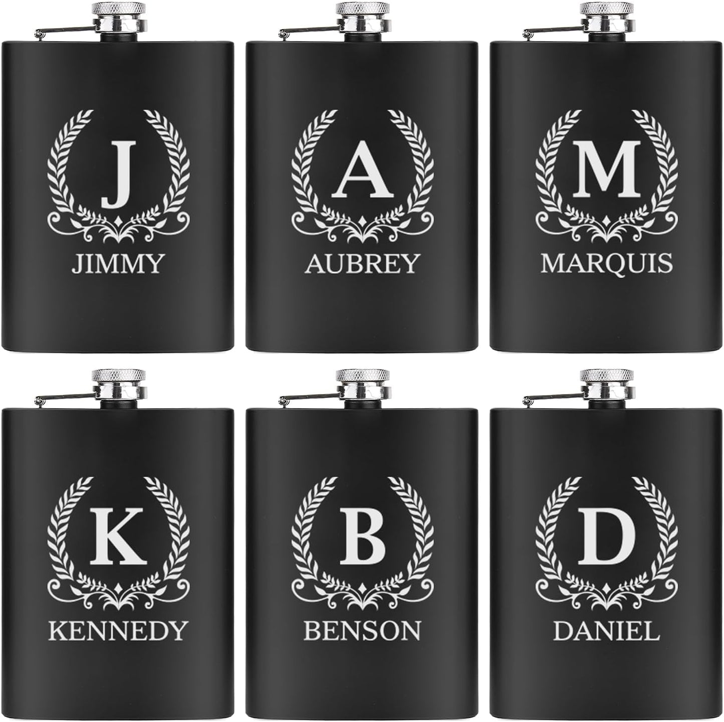 ELEGANTPARK Hip Flasks for Liquor for Men with Initials Personalized Flasks for Men Custom Monogrammed Gifts Personalized Wedding Birthday Gifts for Him Dad Groom Stainless Steel ﻿