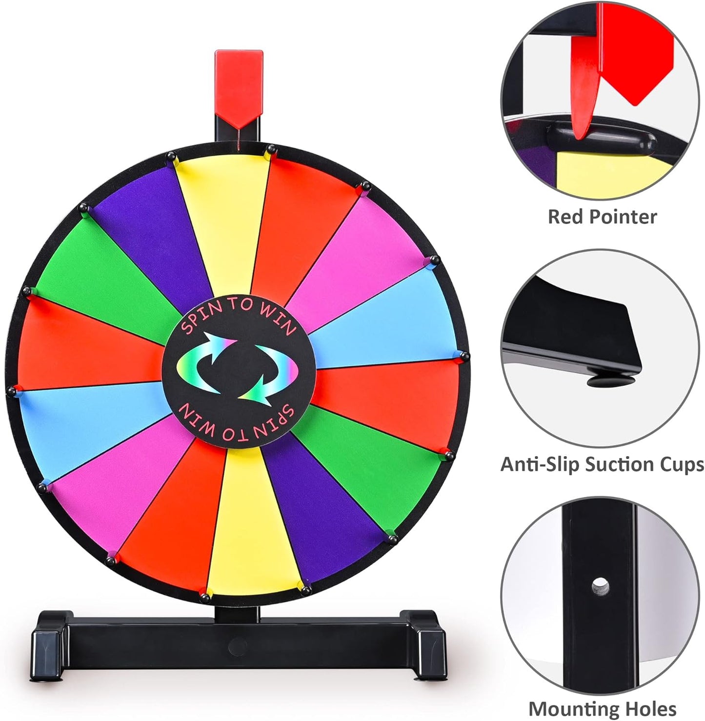 WinSpin 12" Prize Wheel Tabletop 14 Slots Heavy Duty Editable Spinning Wheel for Fortune Spinning Game Carnival & Tradeshow, Classic Series
