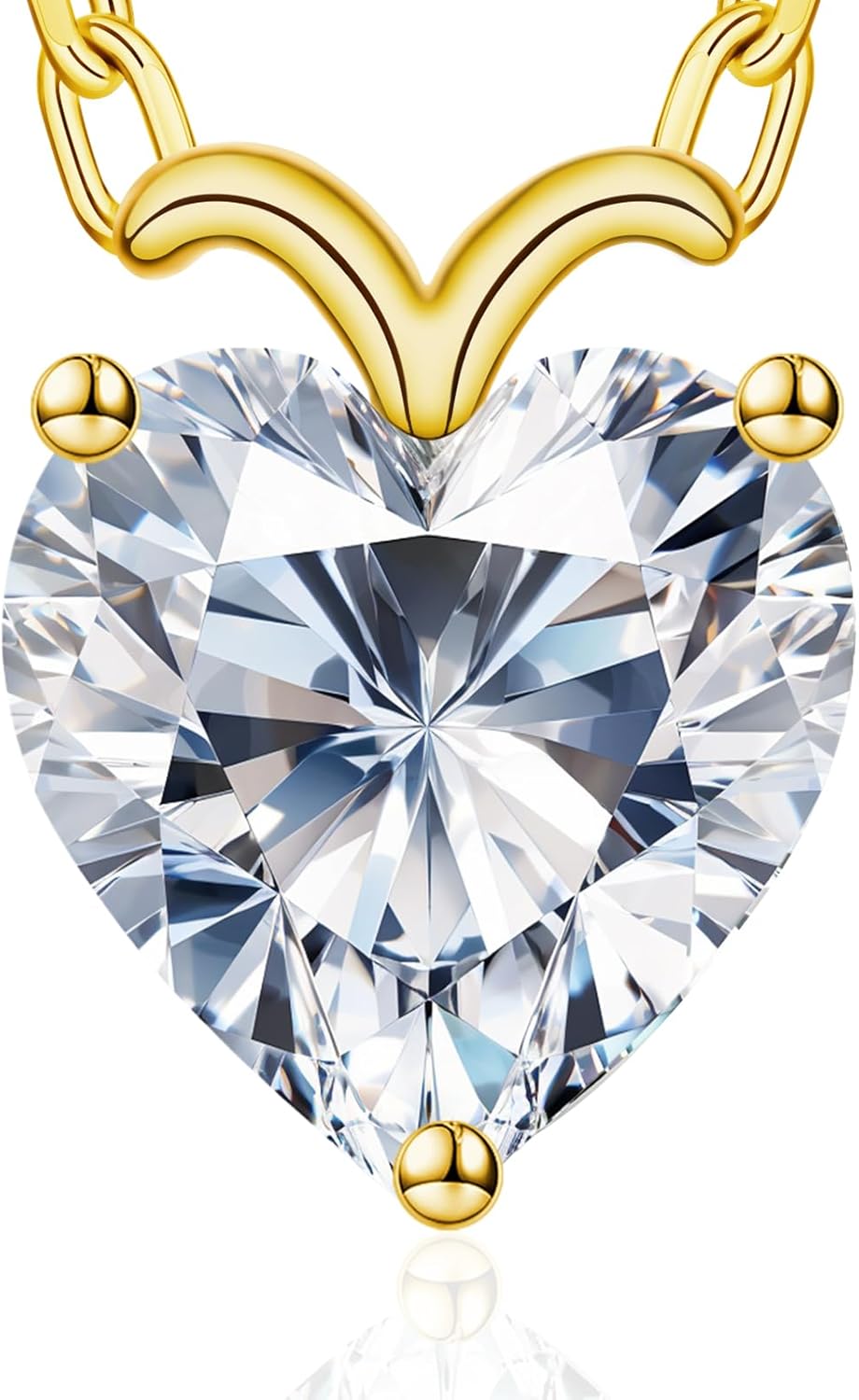 ForeverLove Heart Necklaces for Women, 4-2 Carats Heartshap Moissanite, Silver Pendant Jewelry, Anniversary Birthday Gifts for Wife, Girlfriend, Daughter, Mom