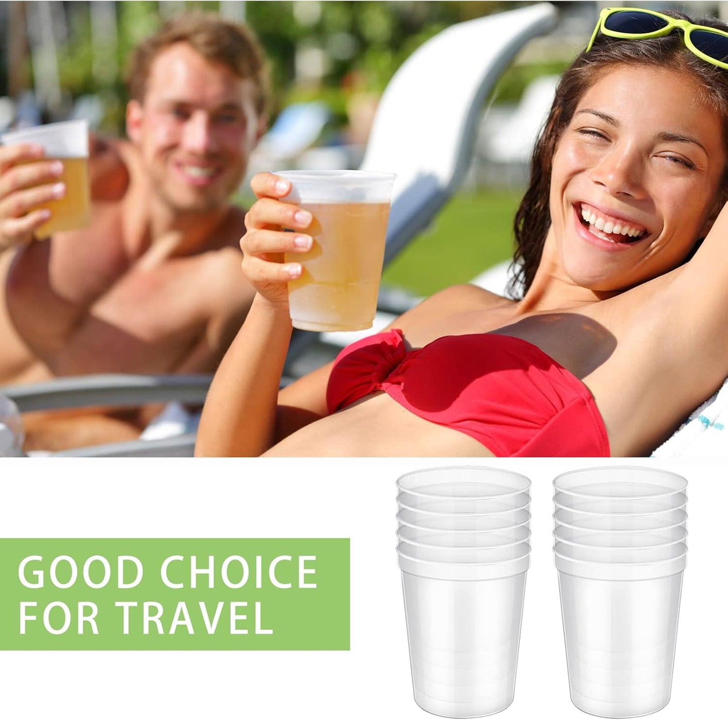 Yungyan 50 Pack 16oz Stadium Cups Reusable Plastic Cups Blank Drink Tumblers for Parties, Events, DIY Projects, 4.5 x 3.54 x 2.72 Inch (Clear)