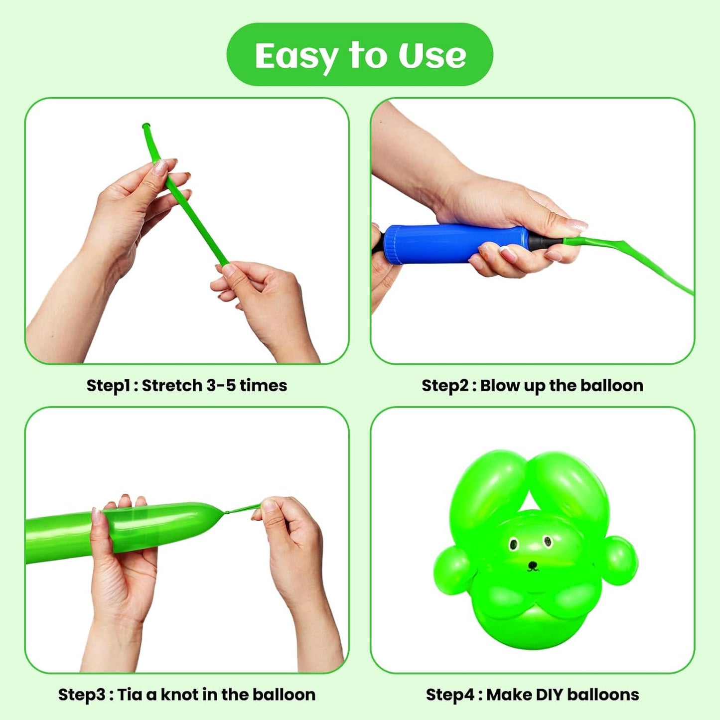 KAWKALSH 260 Long Balloons for Balloon Garland Thickening Skinny Latex Twisting Animals Modeling Christmas Birthday Wedding Party Festival Decorations 100pcs