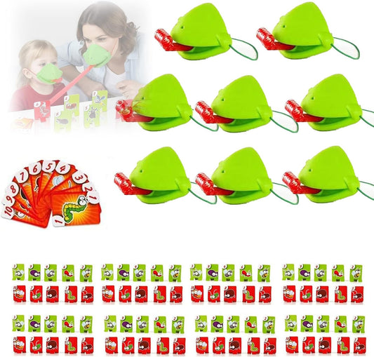 Chameleon Tongue Shooting Game, Lizard Party Blower Masks with Blowing Air Chameleon Tongue Game for Kids, Insect Cardboard Included (8 People)