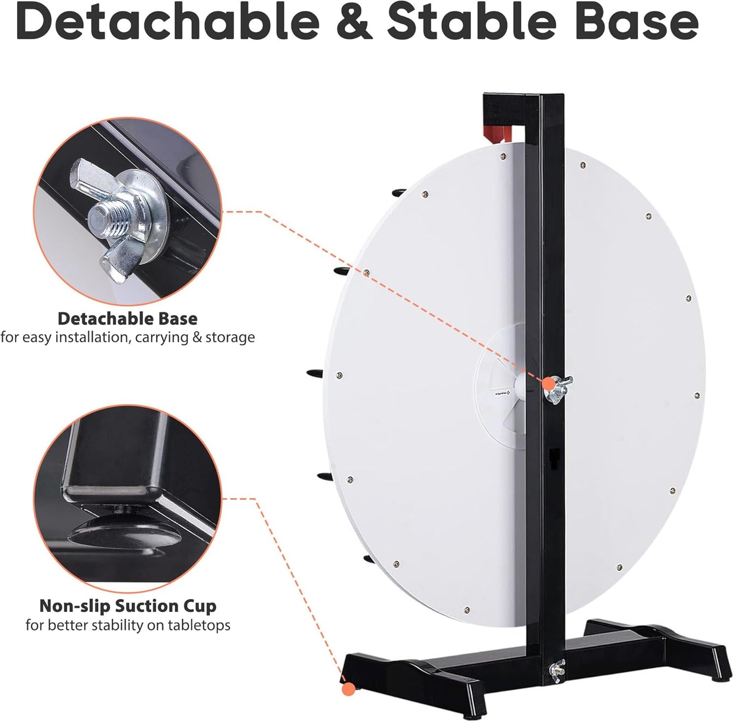 WinSpin 18" Round Tabletop Color Prize Wheel 14 Clicker Slots Heavy Duty Editable Spinning Wheel for Fortune Design Carnival Spin Game and Tradeshow, Classic Series