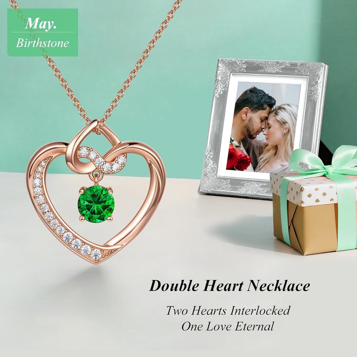 Heart Birthstone Necklaces Gifts for Women Wife, Jewelry for Women Wedding Anniversary Birthday Gifts for Wife Girlfriend Mom Christmas Valentines Gifts S925 Sterling Silver