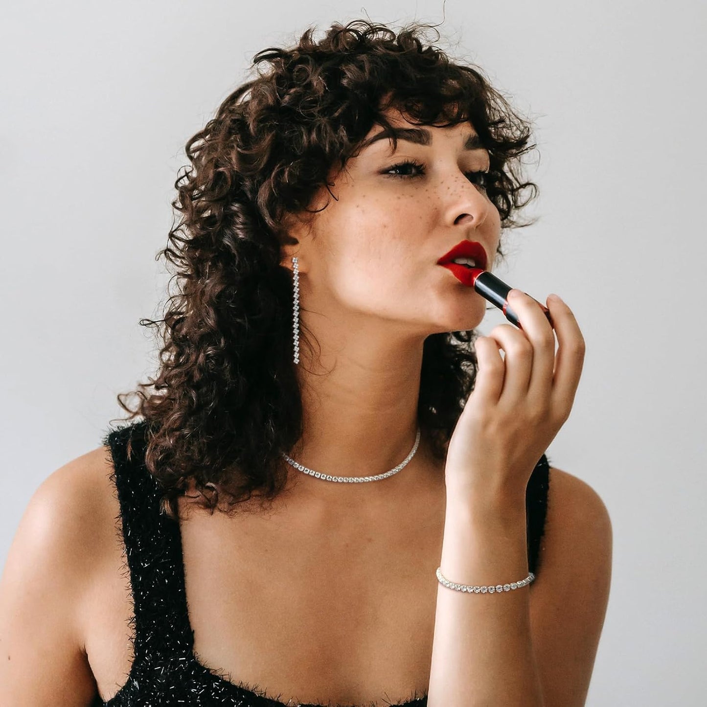 Luxval Tennis Necklace Set for Women Tennis Bracelets Diamond Earrings Sterling Silver Necklace Wedding Jewelry for Bride Silver Jewelry Sets for Women Gift