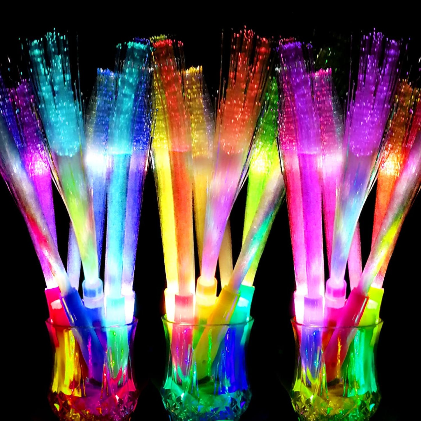 OceanWings Glow Fiber Optic Wands,Halloween Glow Sticks Bulk Party Pack,Glow in the dark Party Supplies Favor Flashing Light Up Sticks for Birthday Holiday Party Wedding Halloween Christmas(25)
