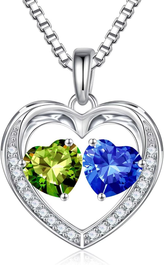 Iefil Christmas Gifts for Wife - 925 Sterling Silver Birthstone Necklace, Anniversary Birthday Gifts for Women, Stocking Stuffers for Women Wife Mom Daughter