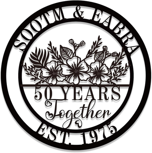 Personalized 50th/60th/25th/30th/40th/10th Anniversary Wedding Gifts for Couple Parents, Personalized 50 Year Anniversary Metal Sign Gifts, 50th Anniversary Custom Gifts, Custom Wedding Anniversary Me