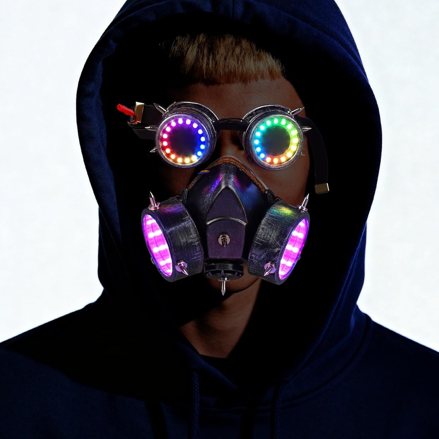 GLITCHCORE light up glasses 7 Colors and 4 Modes Led Visor Cyberpunk glow in the dark glasses Cosplay Party Bar