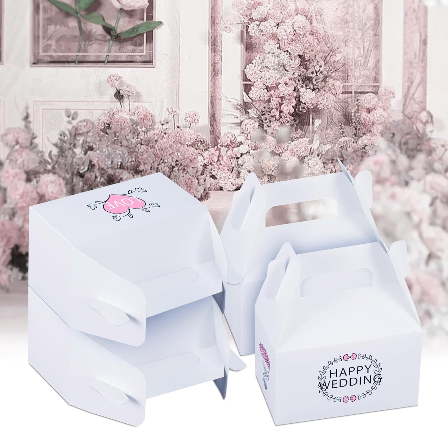 XAGLVV 24 Pack White Gable Boxes with Handles Goodie Party Favor Gift Boxes for Wedding Birthday Baby Shower Graduation Christmas Party Favors