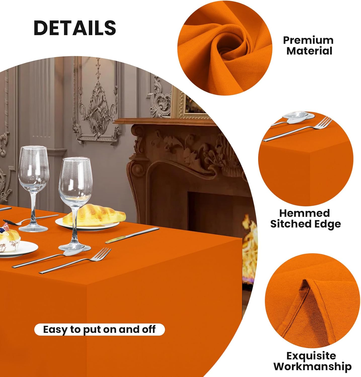 Ascoza 2 Pack Fitted Tablecloth for 8 Foot Rectangle 96 x 30 Inch Orange Table Covers Water Resistant Polyester Cloth for Folding, Parties,Display, Trade Show (Orange)