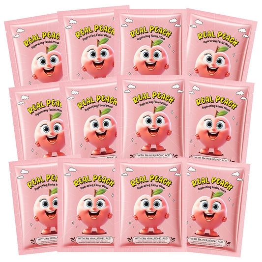 Kaely 12 Pack Peach Face Masks for Kids, Kids Face Mask Spa Day Kit Supplies, Spa Party Favors for Teens Girls Women, Sheet Facial Mask Skincare Gifts Set, Moisturize Soothe for All Skin Types, 08