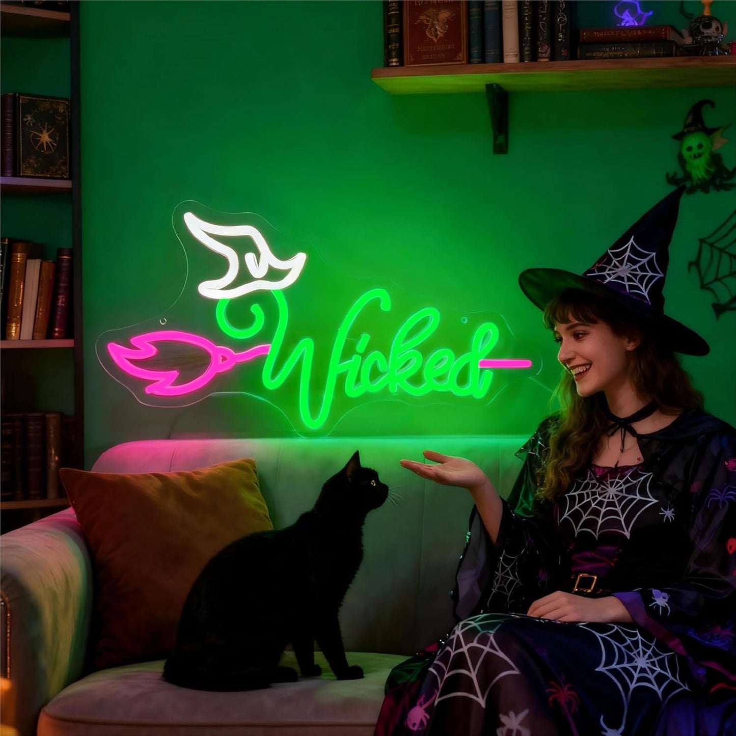 Witch Theme Party Decorations & Gift for Her - LED Neon Light for Bedroom Birthday Art Wall Decortion