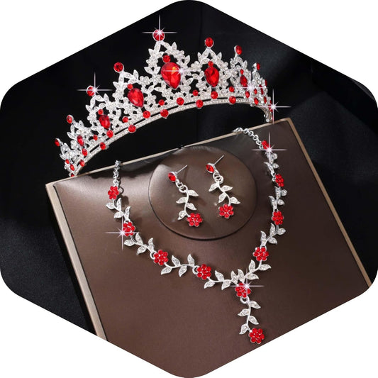 Kamirola Tiaras and Crowns for Women,Tiaras Earrings Necklace, Crystal Bridal Jewelry Set, Costume Party Halloween Prom Pageant Jewelry for Women(TR45)