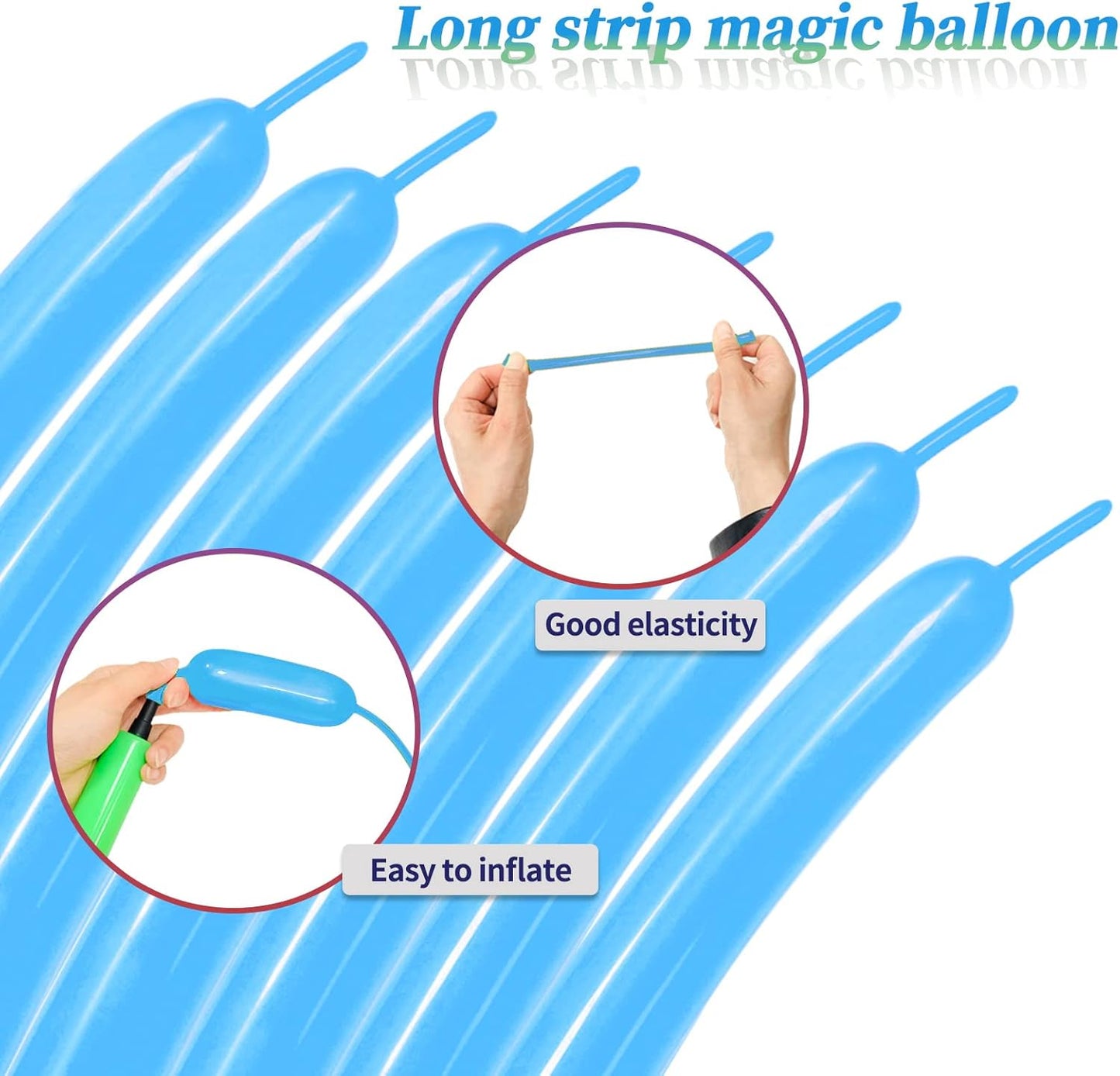 Light Blue Long Balloons for Balloon Animals, Baby Light Blue 260 Balloons Shiny Thick Latex 100 Pack, 260 Balloons Blue for Birthday Boy'S Baby Shower.Blue Magic Modelling Twisting Balloons.