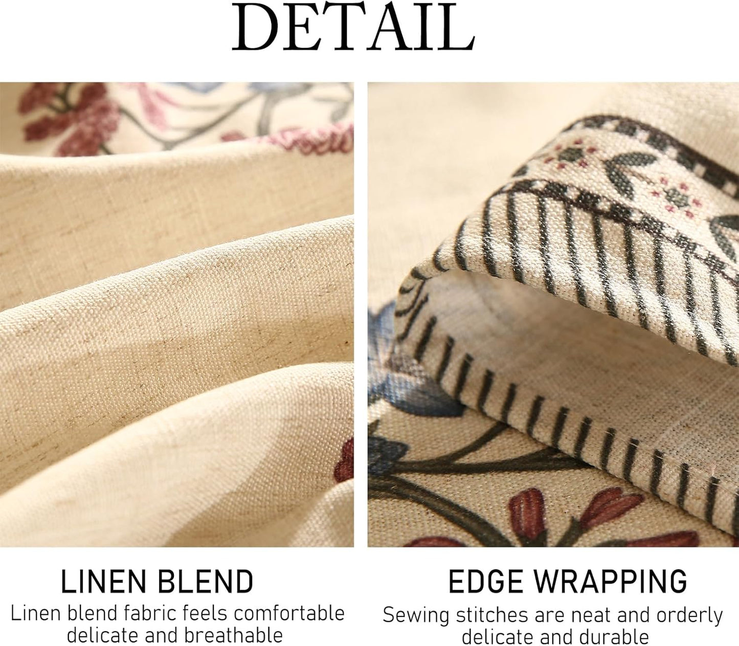 ISAENNE Designer Linen Light Beige Small Square Tablecloth,French Colorful Floral Table Cloth,Stain Resistant Decor Tablecloths for Dining Thanksgiving Christmas Kitchen,55"*55"-Helena E