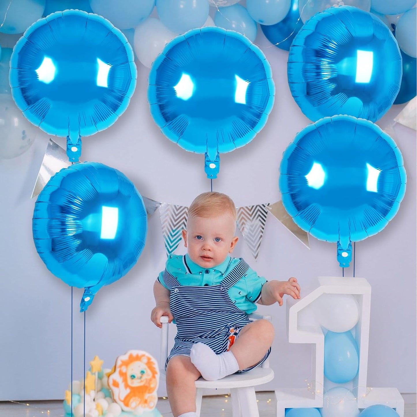 20 Pcs Blue Round Shaped Balloons,18 Inch Round Foil Balloon,Giant Round Mylar Balloon Helium Balloons for Birthday Party Baby Shower Wedding Decorations (Blue)