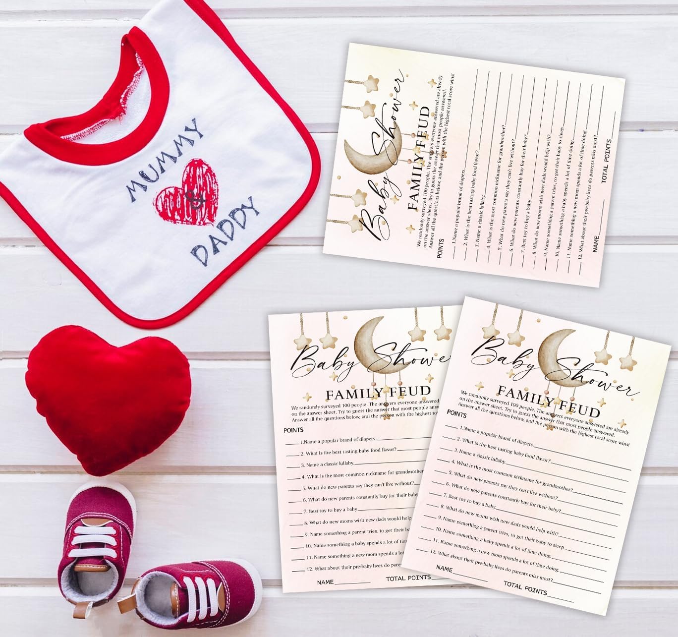 Baby Shower Family Feud Game Cards, Fun Baby Shower Game for Boy & Girl, 30 Fill in Game Cards & 1 Answer Card, Family Game Night, Baby Feud Game Supplies（bbsc05）