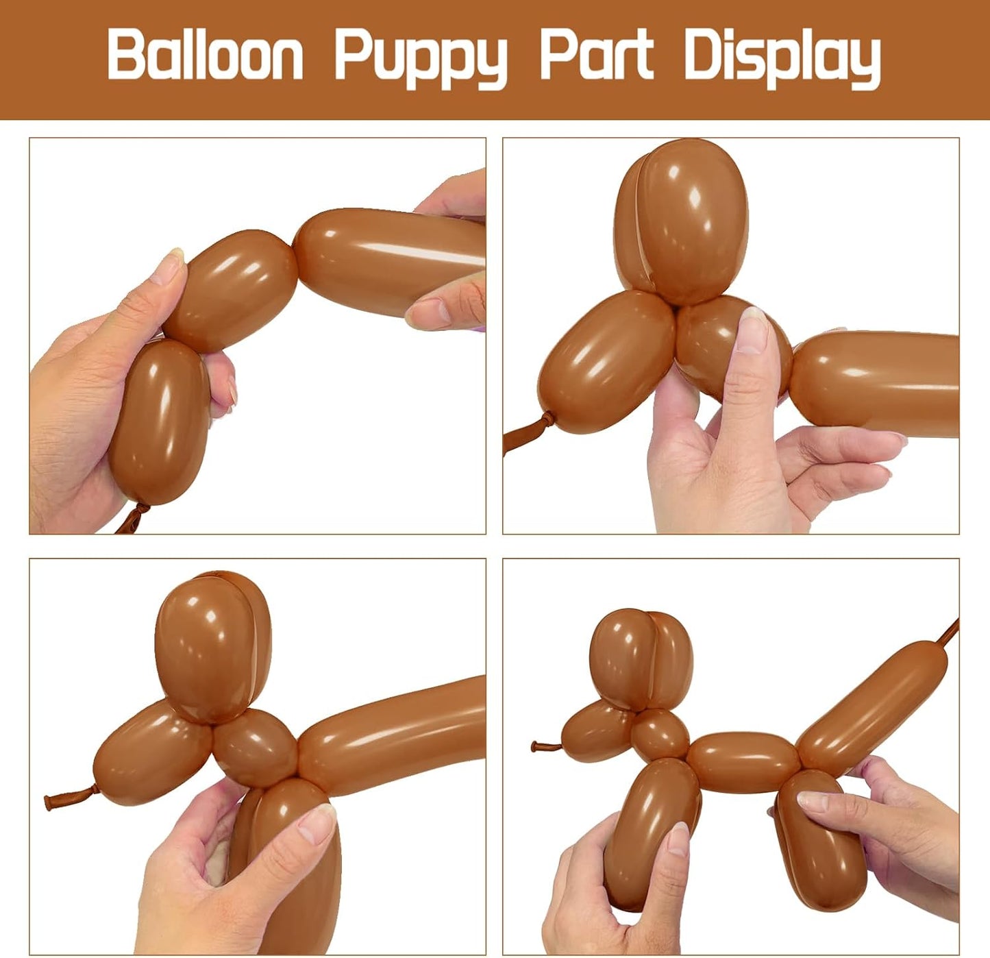 100Pcs 260 Balloons Brown Long Balloons for Balloon Garland Thickening Skinny Latex Twisting Balloon, Brown long balloons for tying Animals Modeling Christmas Birthday Party Decorations. (Cocoa)