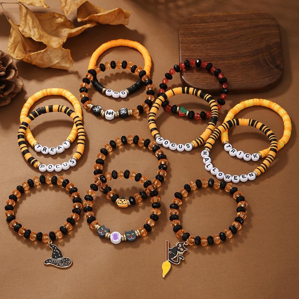 Heishi Surfer Clay Bead Bracelets Set for Women - Preppy Smile Evil Eye Beaded Stretch Bracelets Elastic Layering Friendship Bracelets- Stackable Boho Disc Summer Jewelry Set