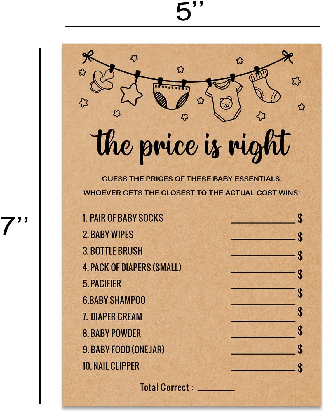 Baby Shower Game, The Price Is Right, 30 Game Cards Included, Kraft