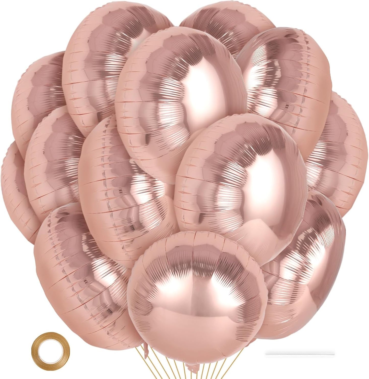 20 Pcs Round Shaped Balloons,18 Inch Round Foil Balloon,Giant Round Mylar Balloon Helium Balloons for Birthday Party Baby Shower Wedding Decorations (Champagne Gold)