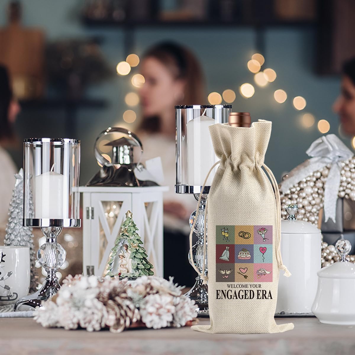 Engagement Wine Gift Bag Wedding Engaged Gifts for Newlyweds Couple Women Men Bridal Shower Gifts for Bride and Groom Pairs Well with Wedding Planning Welcome Your Engaged Era Wine Bags