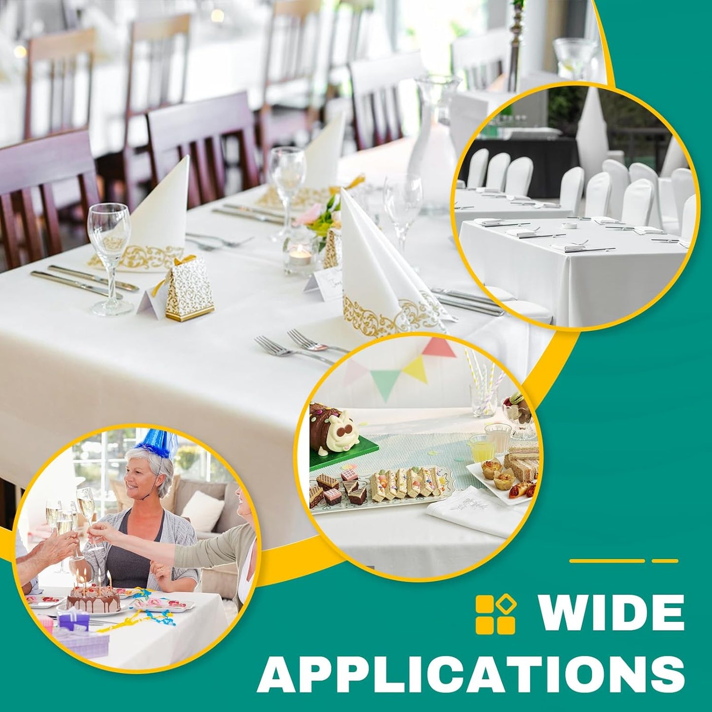 20 Pack White Plastic Table Cloths Disposable, 54 x 108 Inches Plastic Table Cover for Rectangle Tables, Disposable Tablecloth for Dinning, Parties, BBQ, Wedding, Outdoor