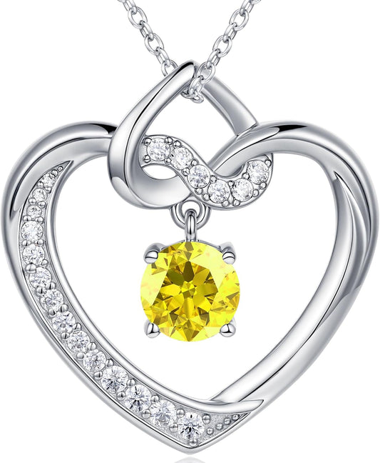 Heart Birthstone Necklaces Gifts for Women Wife, Jewelry for Women Wedding Anniversary Birthday Gifts for Wife Girlfriend Mom Christmas Valentines Gifts S925 Sterling Silver