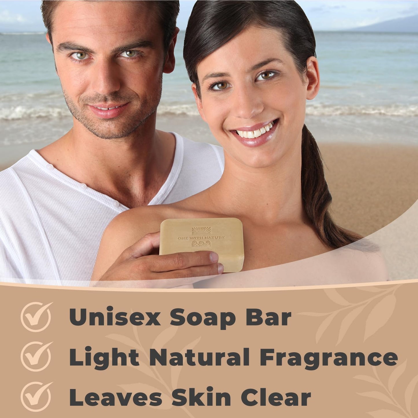 One With Nature Dead Sea Salt Shea Butter Soap 4oz 3-Pack – Purifying and Exfoliating Soap Bar with Dead Sea Minerals for Face & Body, for Men & Women