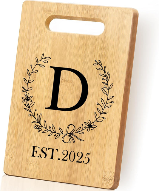 Personalized Cutting Board, Monogrammed Wedding Gift for Couple Newlywed 2025, Initial Birthday Gifts for Women, Gift for Bridal Shower Wedding Shower Engagement Anniversary Housewarming(Letter-D)