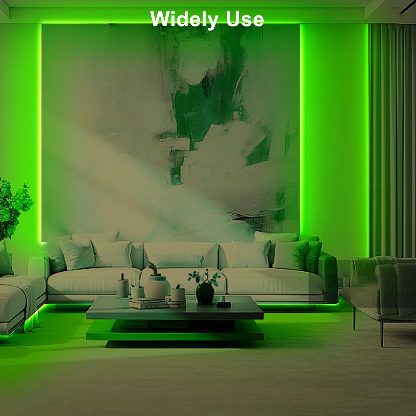 32.8ft Green COB Led Strip Lights with RF Remote, Dotless, Indoor, Dimmable, Adhesive Led COB Light Strip for Cabinet, Room, Bed, Paintings