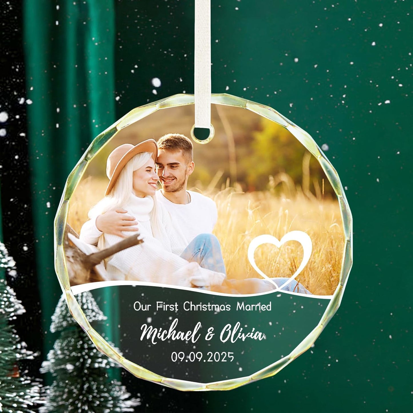 Personalized First Christmas Married Ornament 2025, Custom Engaged Christmas Ornaments with Names, Customized Wedding Engagement Gifts for Newlywed Couples Him Her