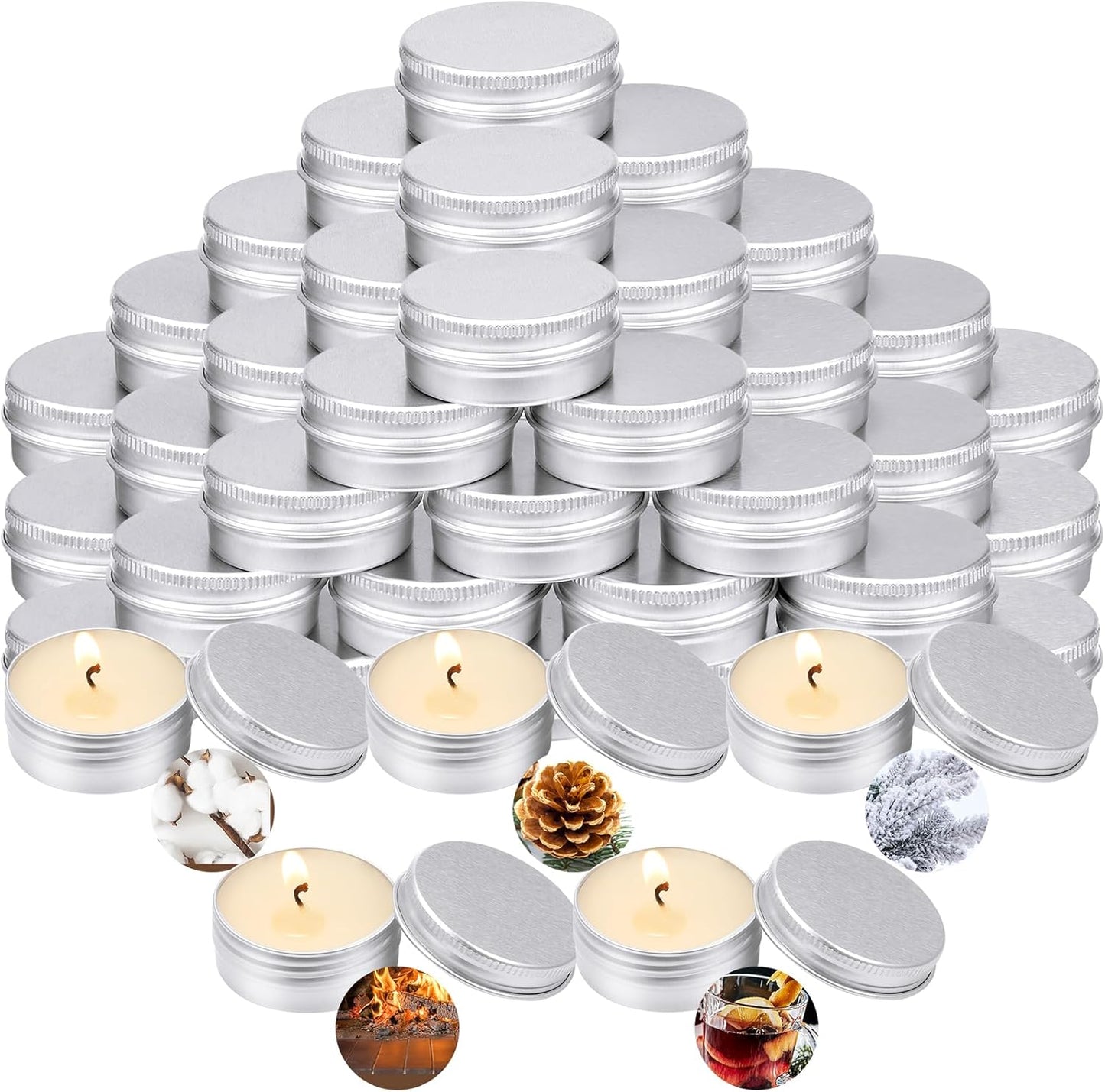 MTLEE 50 Pcs Christmas Flavor Wedding Scented Candles Gift Travel Tin Candle Aromatherapy Candle for Christmas Winter Baby Shower Favors Wedding Gifts
