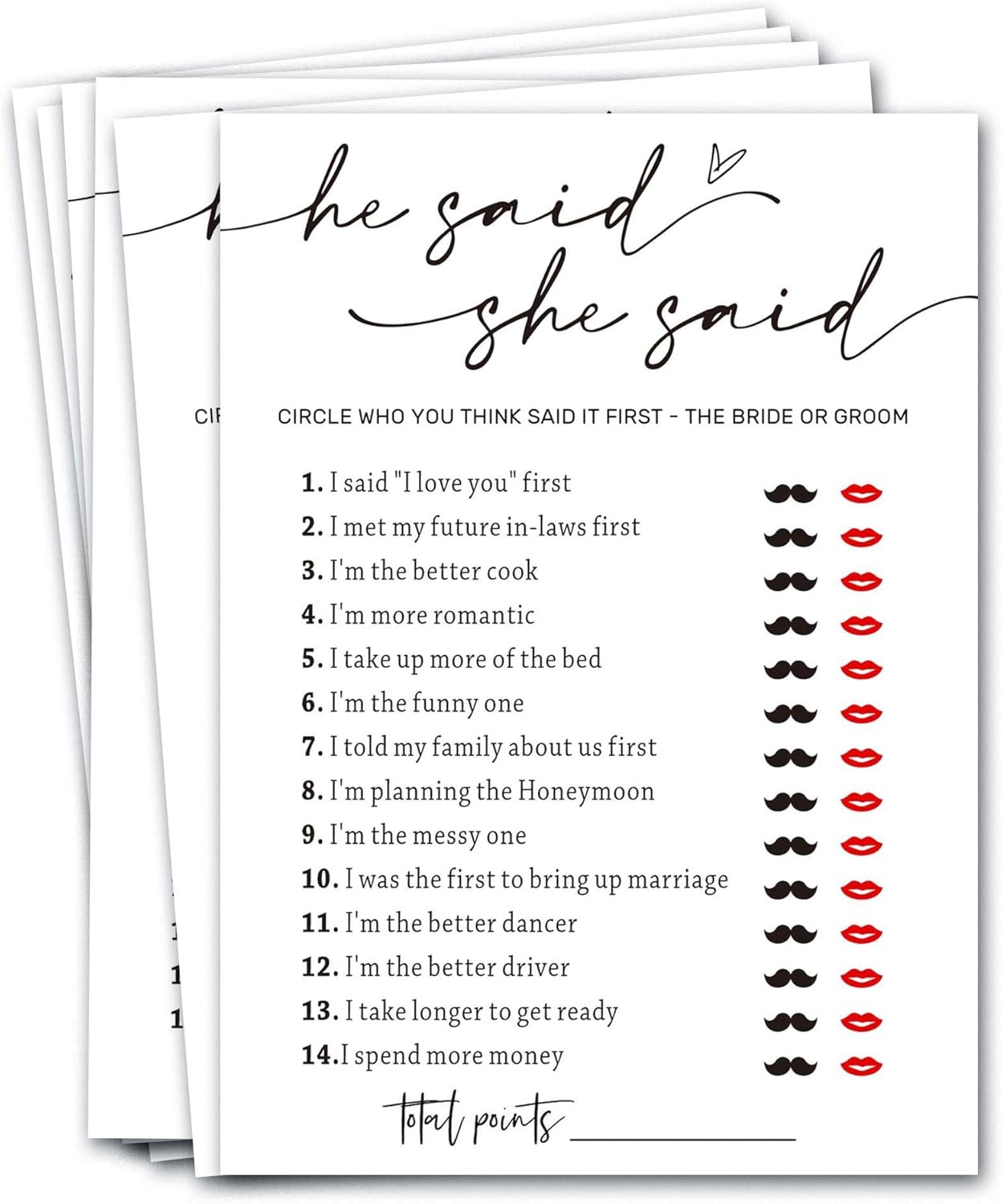 Wedding Shower Games Cards, Guest Who Said It, He Said She Said Game Cards, Bridal Shower Games 25 Guests, Engagement Party Wedding Games for Guests, Minimalist White Wedding Party Supplies - A07