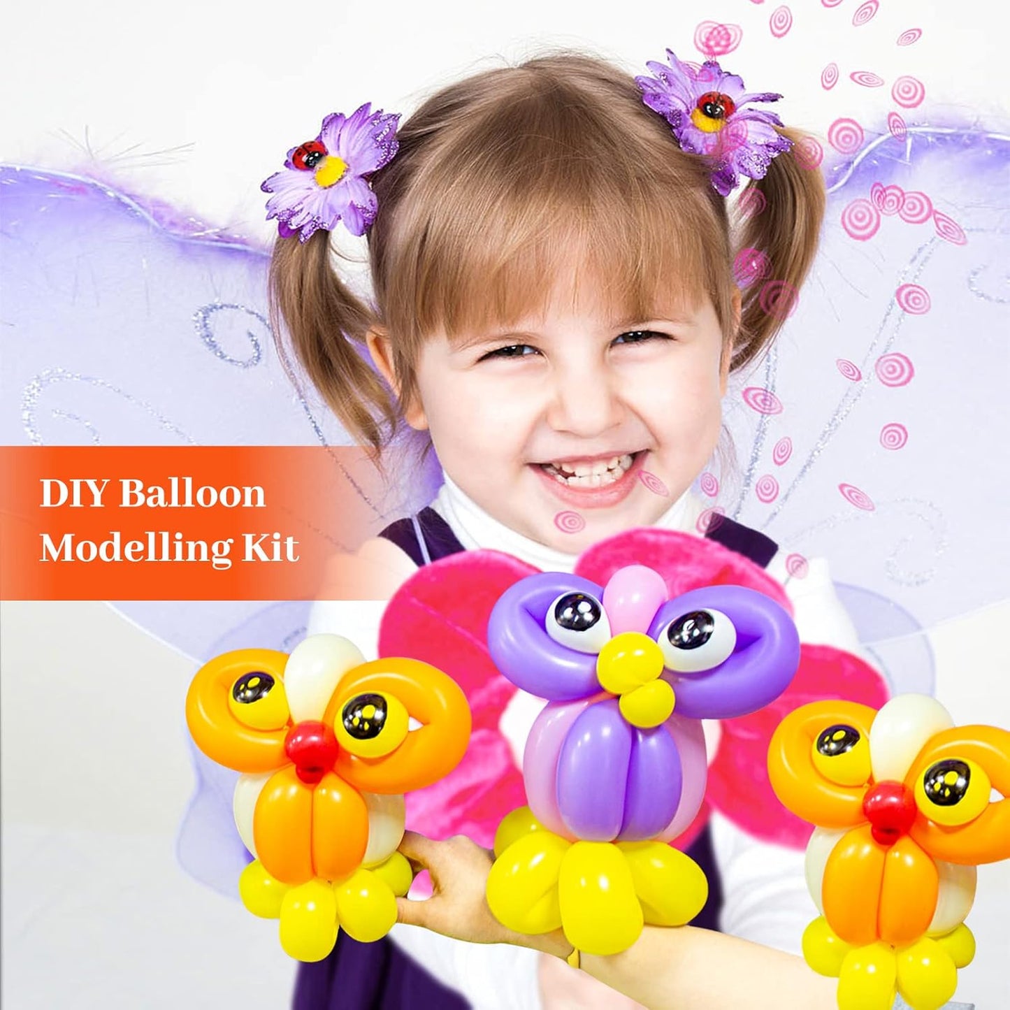 Long Orange Balloons Kit for Kids Party Decor - 260 Bright Orange Balloons, Twisting Animals Pack, Thicken Latex for Halloween Party Decor