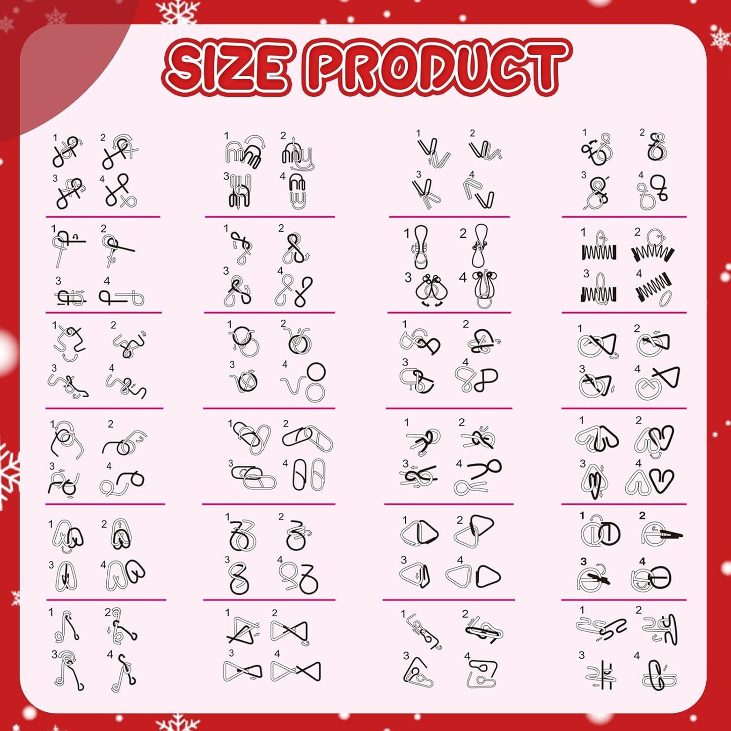 Christmas Metal Brain Teaser Puzzles Ring Educational Toys, Steel IQ Games Physics Mind Metal Puzzles for Adults, Unlock Interlock Game, Brain Teaser Puzzle for Party Favor Kids (Christmas)