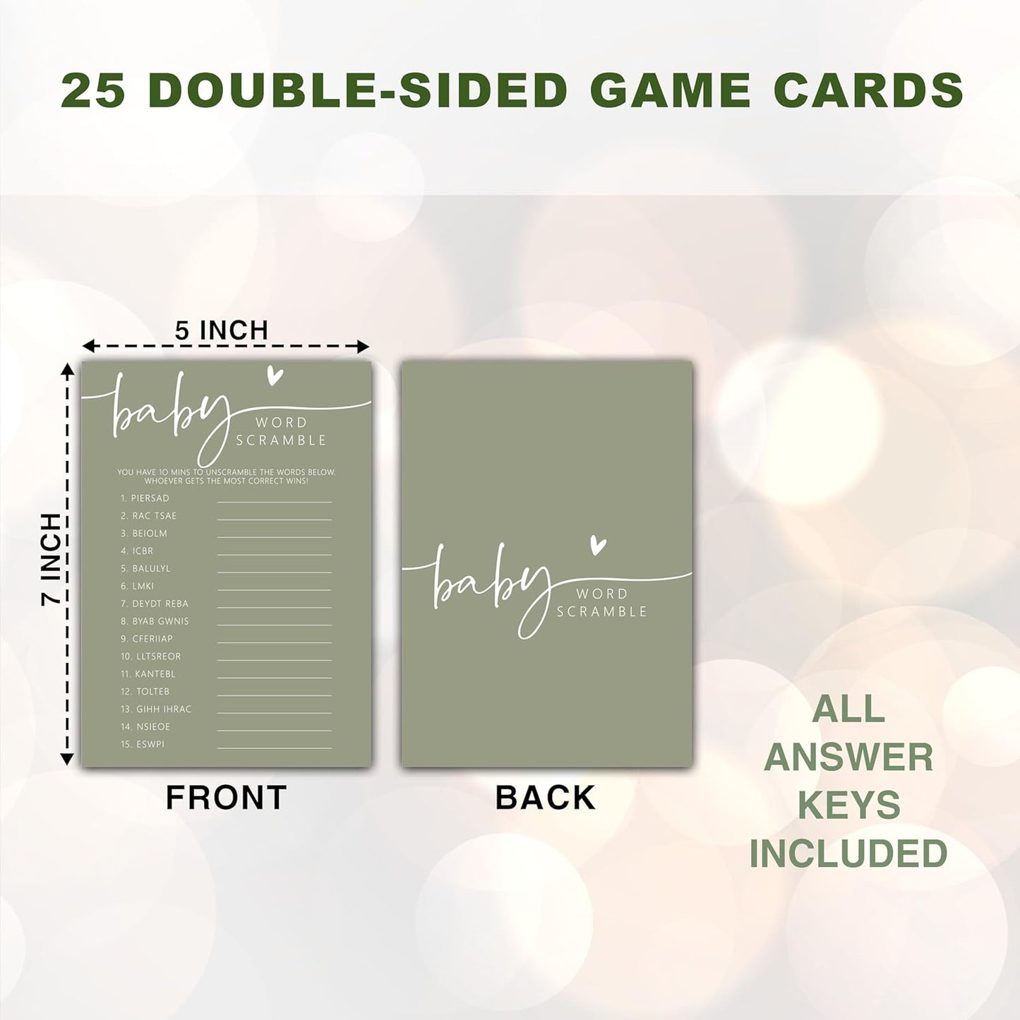 ONDTOM Olive Blue Baby Shower Games, Word Scramble Game, Minimalism Baby Gender Reveal Party Game, Pregnant Celebration Decoration Supplies(5"x7")-game-B07