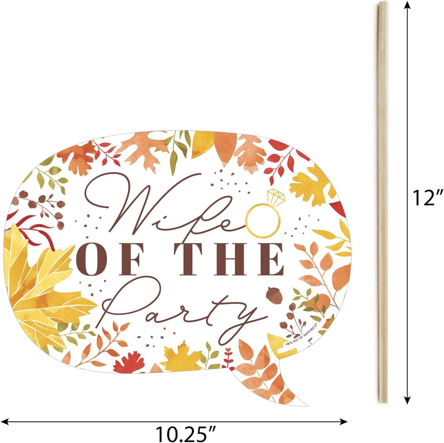 Big Dot of Happiness Funny Fall Foliage Bride - Autumn Leaves Bridal Shower and Wedding Party Photo Booth Props Kit - 10 Piece