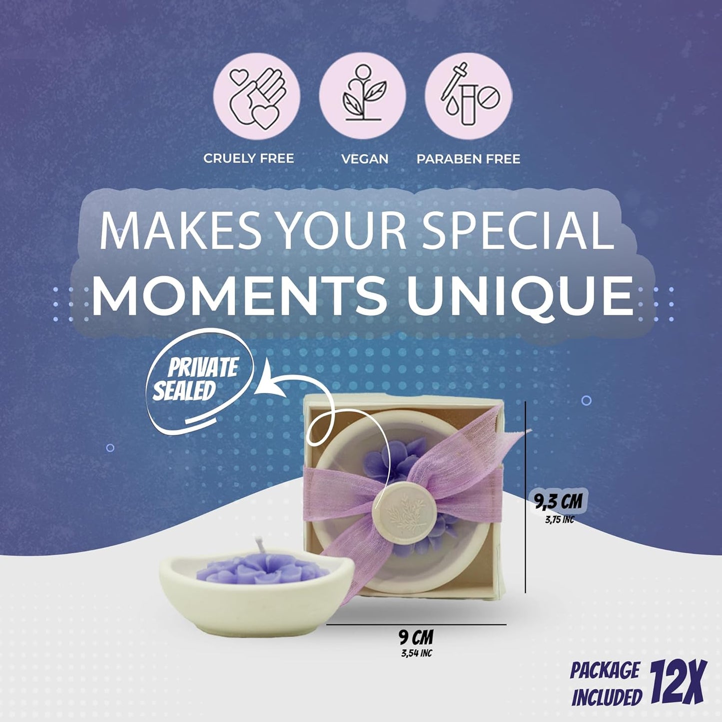 Purple Violet Scented Soy Wax Candles Set of 6 in Ceramic Bowls, Elegant Thank You Gifts for Wedding, Bridal Shower, Party Guests, & Home Decor