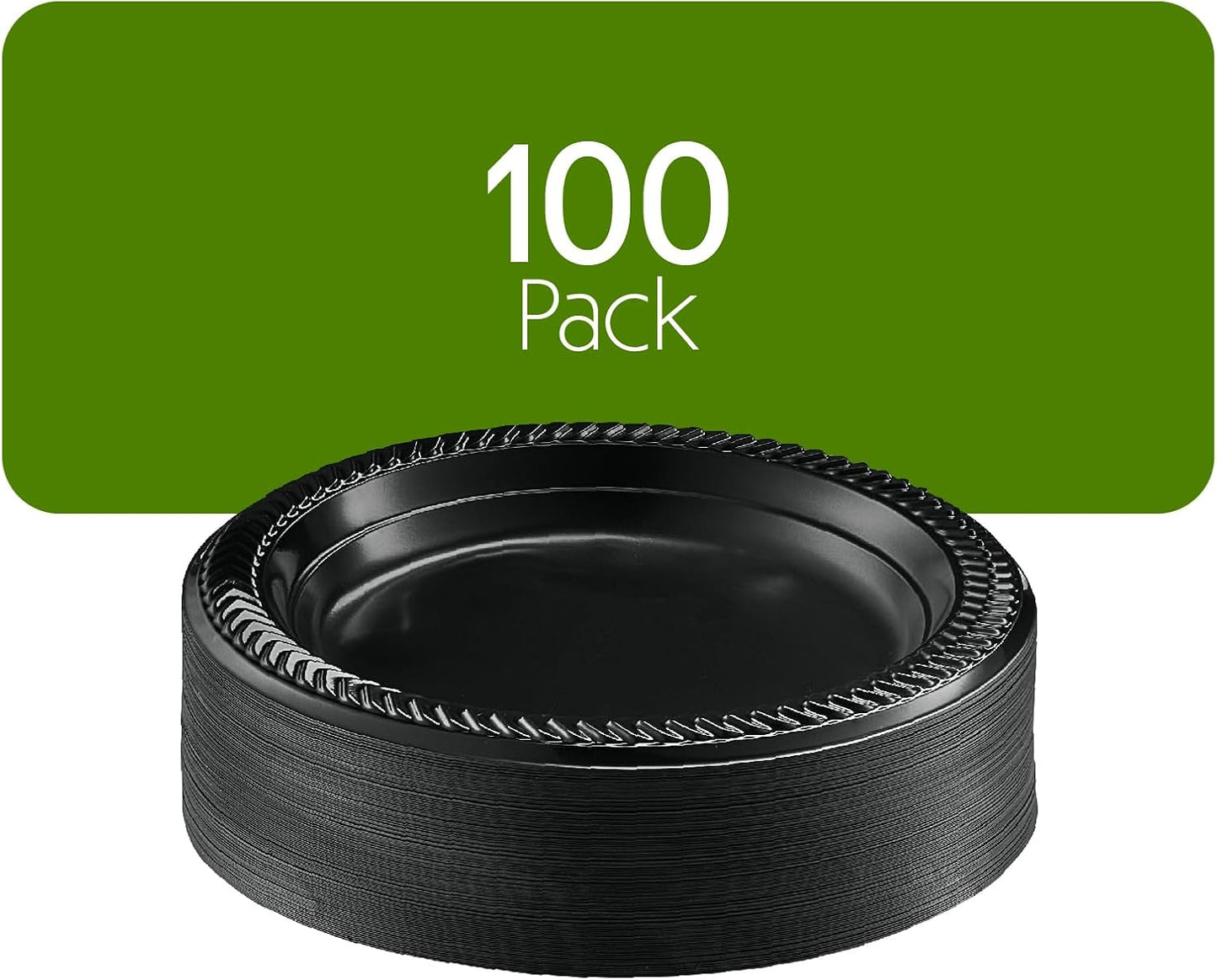 PLASTICPRO 100 PCS Small Black Plastic Plates, Light Weight 6 Inch Plastic Dessert Plates, Disposable for Party and Wedding