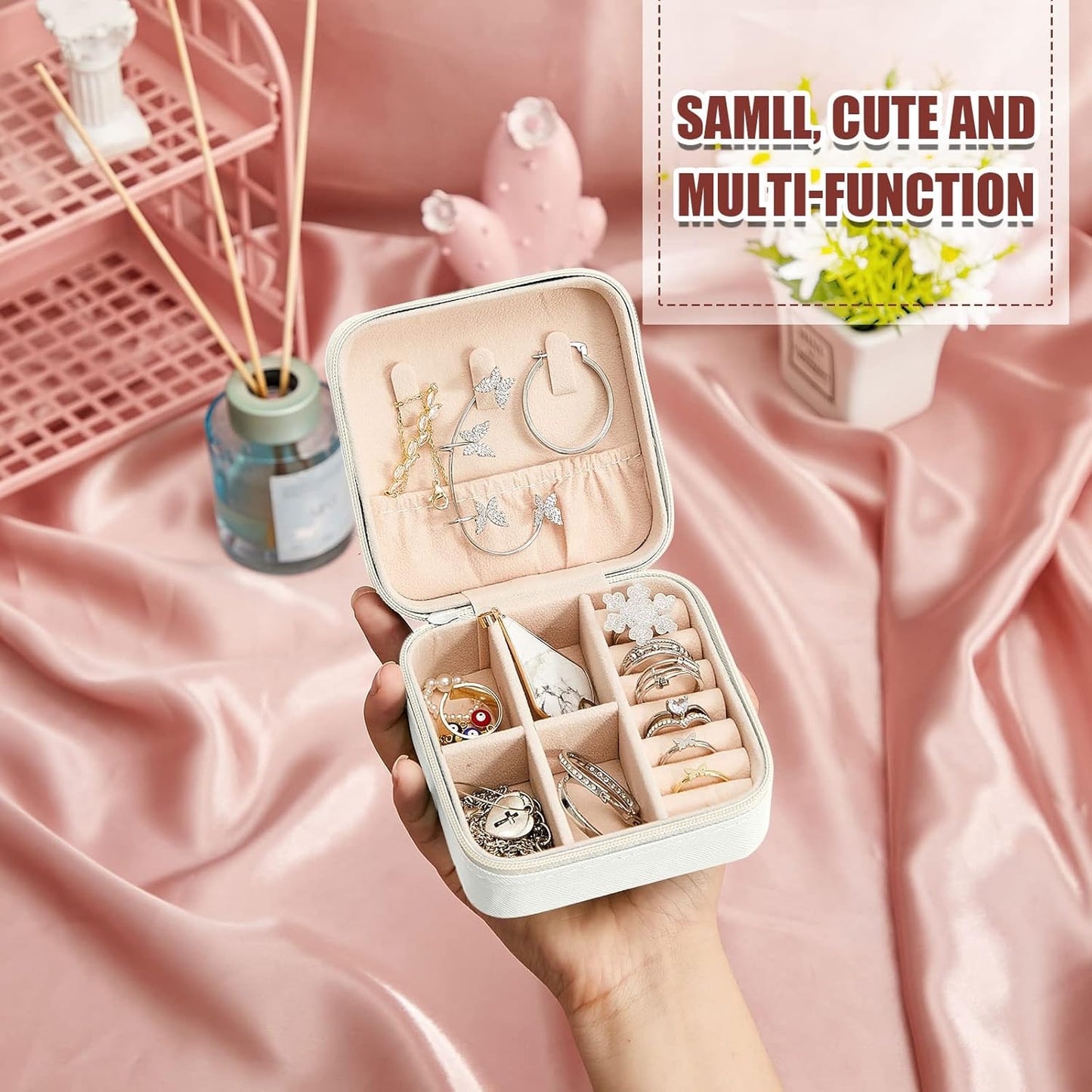 Taiyin 12 Pcs Travel Jewelry Case Bridesmaid Gift Boxes Bulk Travel Jewelry Case Small Jewels Organizer Mini Accessories Ornaments Storage for Women Girls Wedding Bridesmaids Gifts