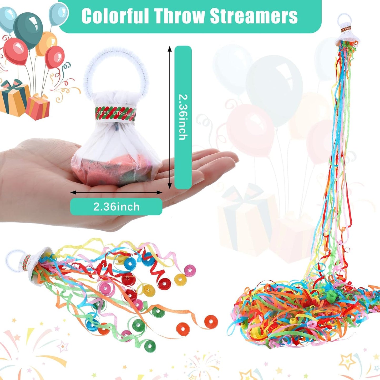 Civaner 30 Pack No Mess Streamers Poppers Confetti Hand Throw Streamers Paper Crackers for Wedding Engagement Party Celebrations New Years Opening Birthday Retirement Party Favors Decor