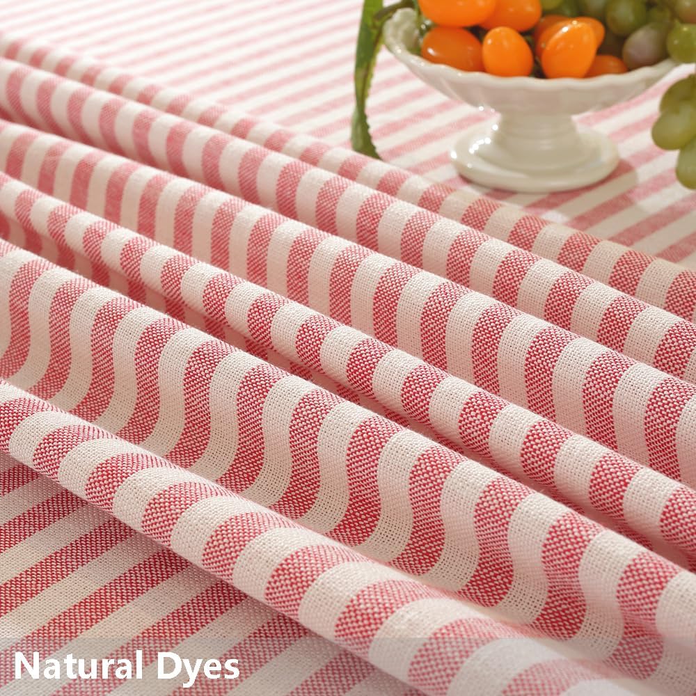 TruDelve 70 Inch Round Tablecloth Red and White Striped Cloth Tablecloths Circle Outdoor Picnic Table Cloth Round Cover (Red,70",Round)