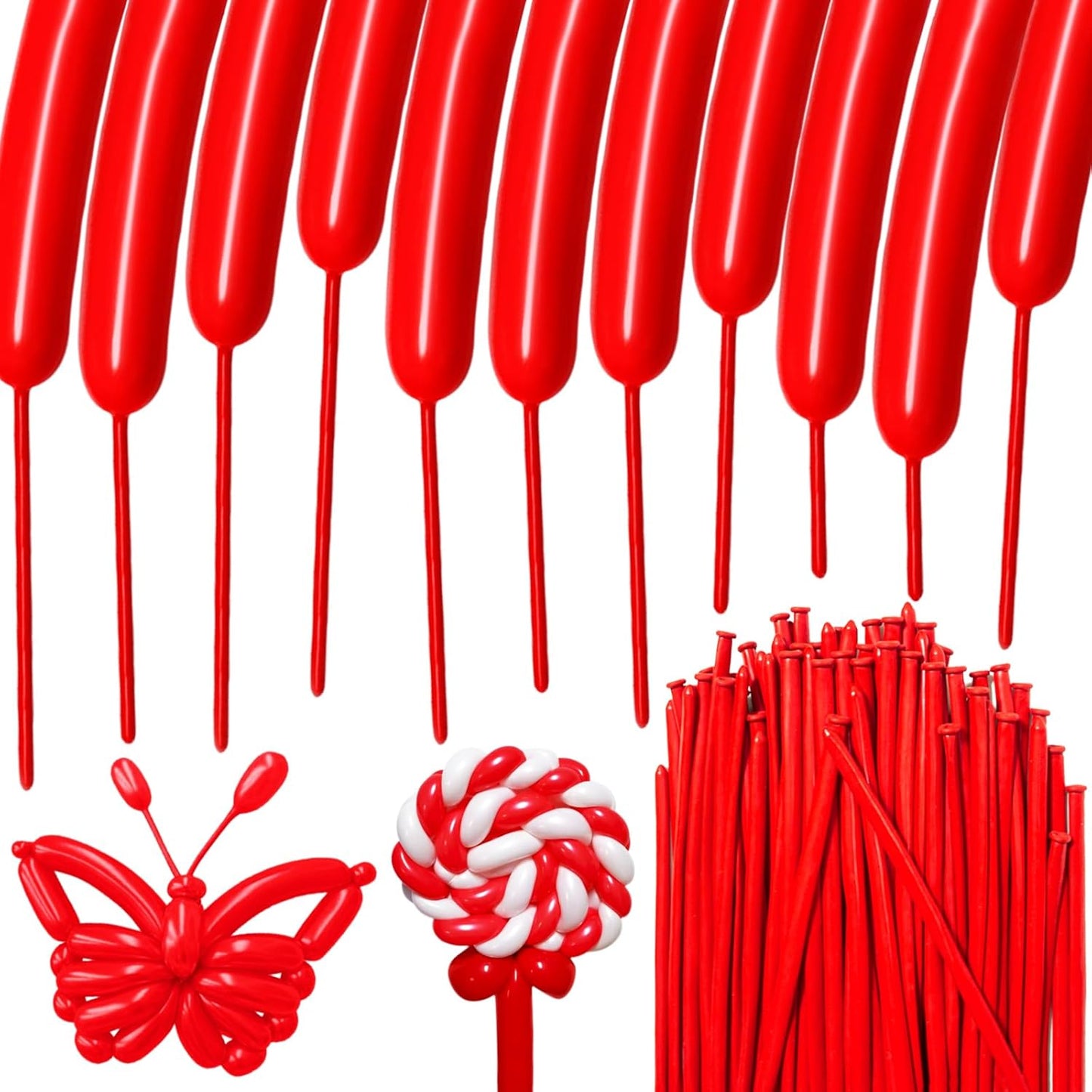 100Pcs Red 260 Balloons, Long Balloon for Tying Balloon Arch, Long Skinny Balloons for Twisting Ballons Animal balloons Birthday Party Wedding Festival Decorations
