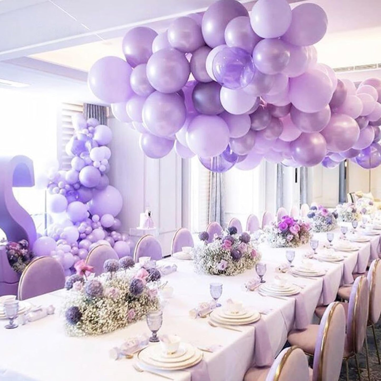 PartyWoo 50pcs Pearl Light Purple Balloons, 12inch, Latex, for Balloon Garland, Birthday, Wedding Decorations