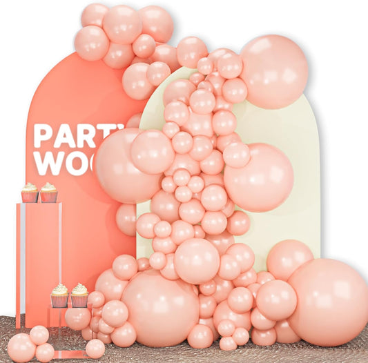 PartyWoo Baby Pink Balloons 140pcs Different Sizes of 18 12 10 5 Inch Pastel Light Pale Pink Peach Balloon Arch Kit Garland for Wedding Baby Shower Engagement Girl Birthday Party Decorations Pink-Q21