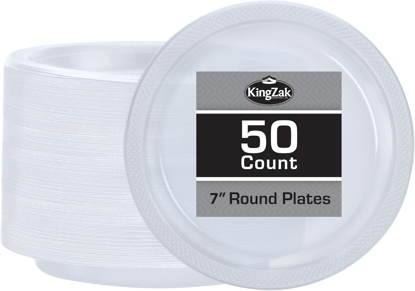 Clear Solid Color Premium Heavy Weight Plastic Appetizer Plate (7") 50 Count - Elegant & Durable for Parties & Events